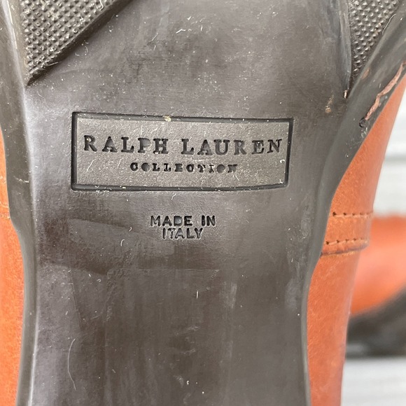 Ralph Lauren Purple‎ Label Italy Size 8B Tall Brown Leather/ Quilted Green Boots - Picture 10 of 16